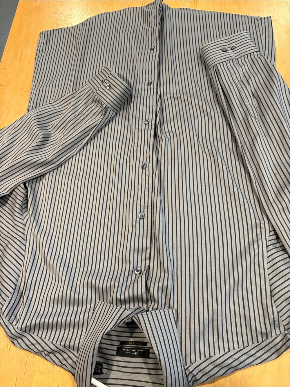 Marc Anthony ~ Men’s Gray Pinstripe Button-Down Shirt